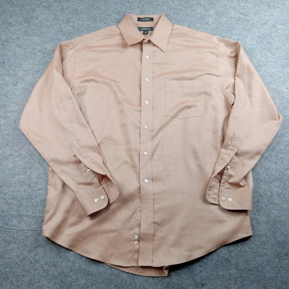 Croft Barrow Shirt Mens 16.5 36 Long Sleeve Button Down Dress Pocket Oxford Work